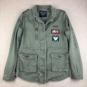 Hard Rock Shacket Women S Green Military Utility Pocket Graphic‎ Back Modern Fit